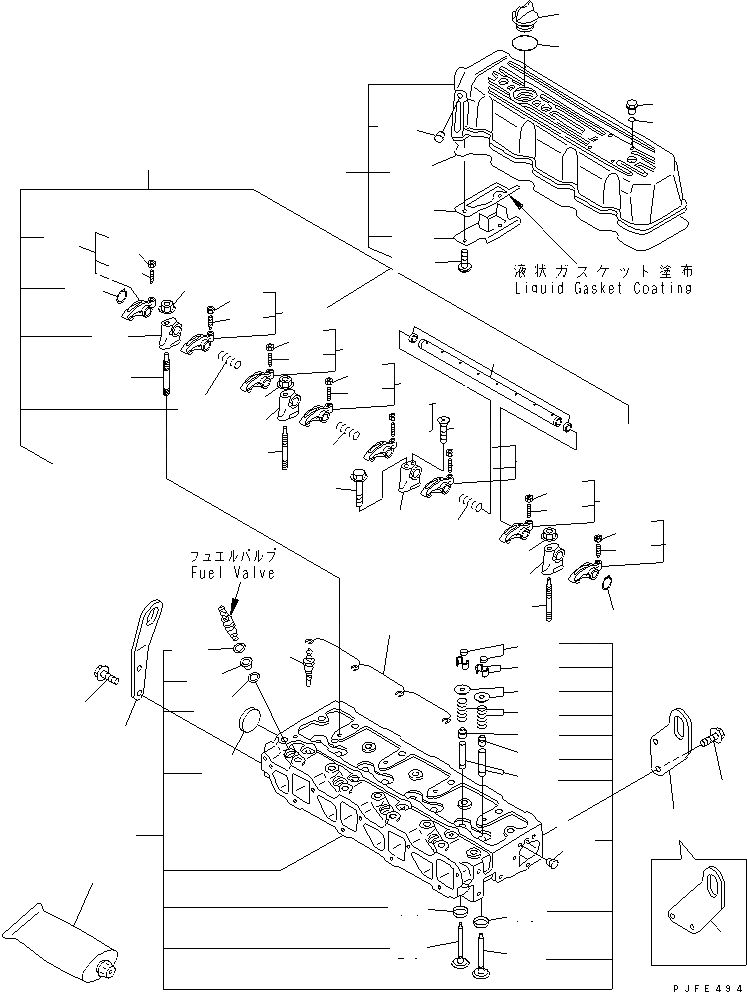 Схема запчастей Komatsu 4D94E-1BD-F - ГОЛОВКА ЦИЛИНДРОВ И КРЫШКА ДВИГАТЕЛЬ