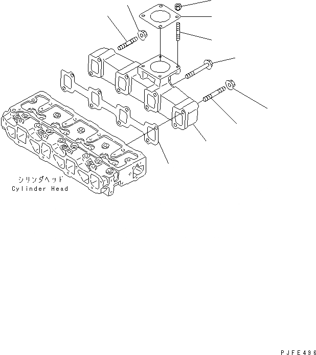 Схема запчастей Komatsu 4D94E-1BD-F - ВЫПУСКНОЙ КОЛЛЕКТОР ДВИГАТЕЛЬ