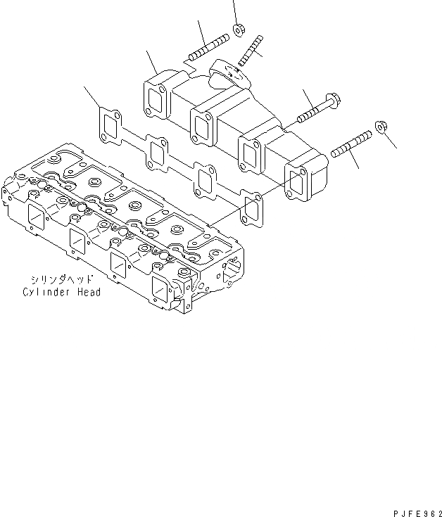 Схема запчастей Komatsu 4D94E-1ABD-F - ВЫПУСКНОЙ КОЛЛЕКТОР ДВИГАТЕЛЬ