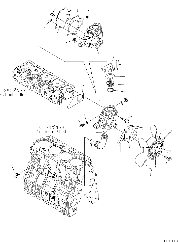 Схема запчастей Komatsu 4D94LE-1B46-BM - ВОДН. СИСТЕМА ОХЛАЖДЕНИЯ ДВИГАТЕЛЬ