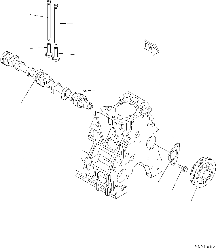 Схема запчастей Komatsu 4D94LE-2Z-BB - РАСПРЕДВАЛ И ТОЛКАТЕЛЬ(№-) ДВИГАТЕЛЬ