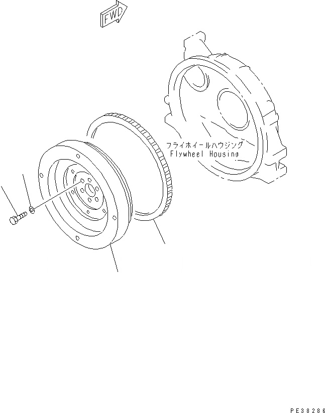 Схема запчастей Komatsu 4D95L-1GG-W - МАХОВИК ДВИГАТЕЛЬ