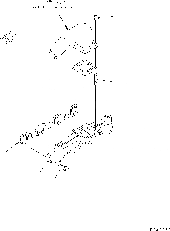 Схема запчастей Komatsu 4D95L-1GG-BW - ВЫПУСКНОЙ КОЛЛЕКТОР ДВИГАТЕЛЬ