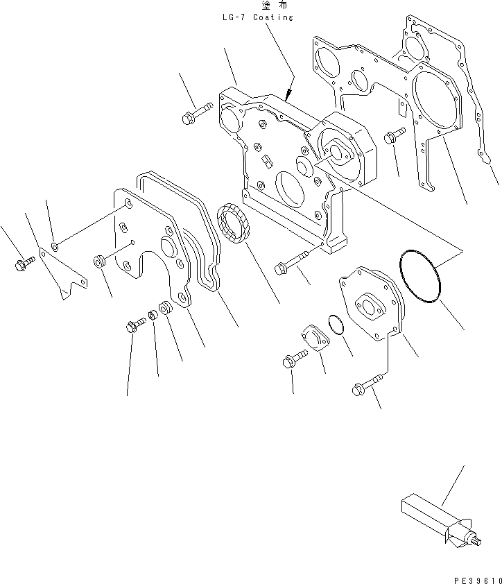 Схема запчастей Komatsu 4D95L-1GG-BW - ПЕРЕДН. COVER ДВИГАТЕЛЬ