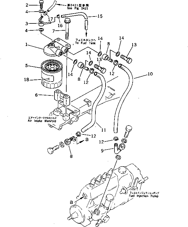 Схема запчастей Komatsu 4D95L-1AA - ТОПЛИВН. ФИЛЬТР. И ТРУБЫ ТОПЛИВН. СИСТЕМА