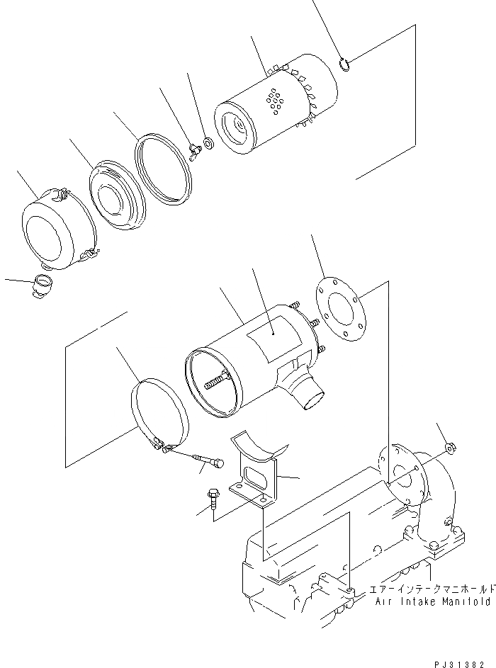 Схема запчастей Komatsu 4D95L-W-1D-B - ВОЗДУХООЧИСТИТЕЛЬ И КРЕПЛЕНИЕ ГОЛОВКА ЦИЛИНДРОВ