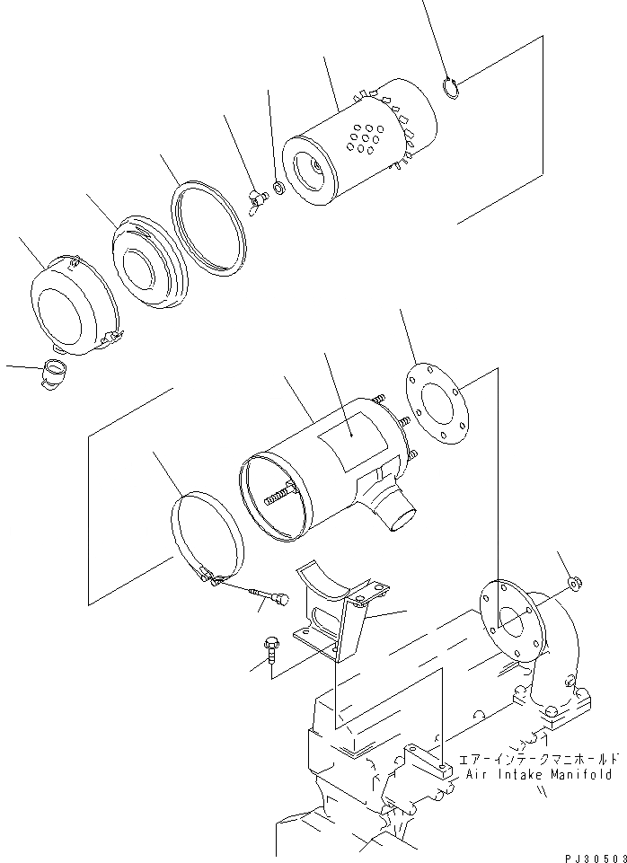 Схема запчастей Komatsu 4D95L-W-1B - ВОЗДУХООЧИСТИТЕЛЬ (ОДИНОЧН. ЭЛЕМЕНТ ТИП) ГОЛОВКА ЦИЛИНДРОВ
