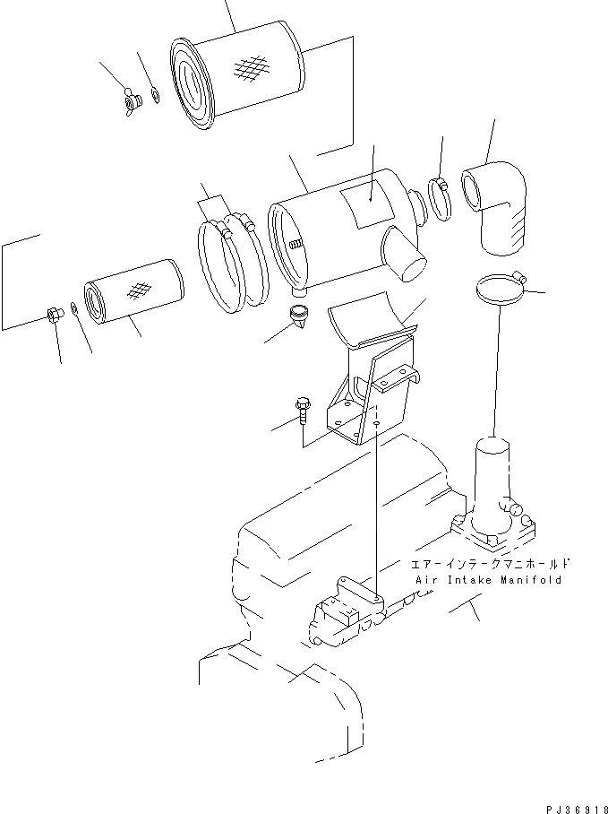 Схема запчастей Komatsu 4D95L-W-1E - ВОЗДУХООЧИСТИТЕЛЬ (ДВОЙНОЙ ЭЛЕМЕНТ ТИП) (ЗАПЫЛЕНН СПЕЦ-Я.) ГОЛОВКА ЦИЛИНДРОВ