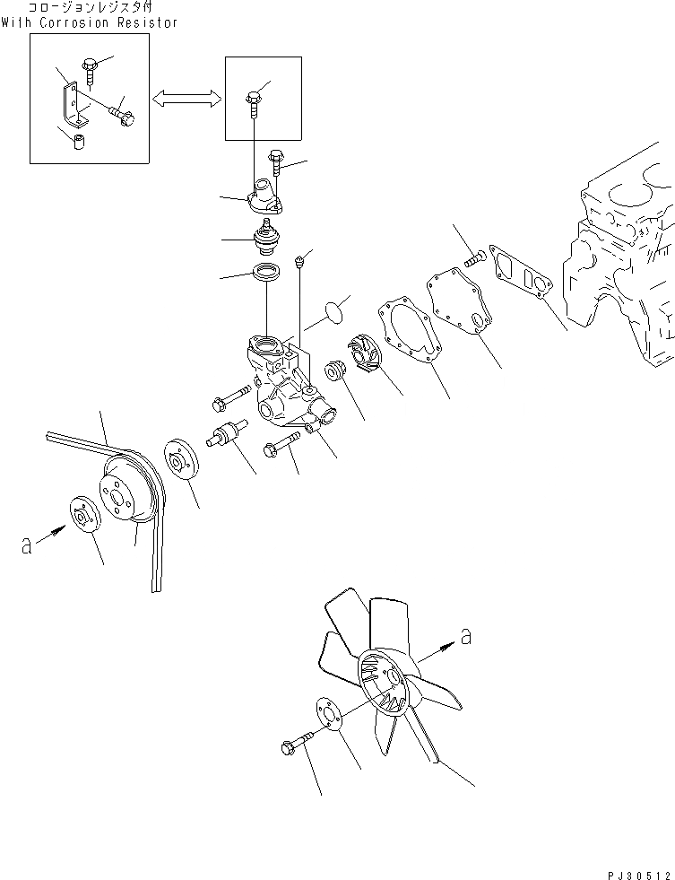 Схема запчастей Komatsu 4D95L-W-1B-WR - ВОДЯНАЯ ПОМПА И ВЕНТИЛЯТОР ОХЛАЖДЕНИЯ СИСТЕМА ОХЛАЖДЕНИЯ