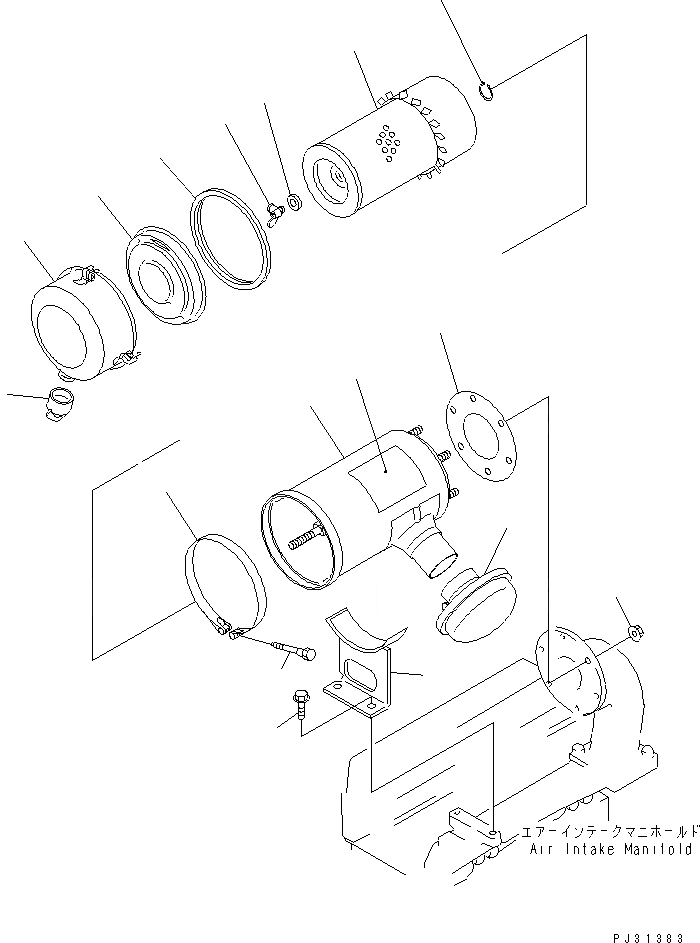 Схема запчастей Komatsu 4D95L-W-1D - ВОЗДУХООЧИСТИТЕЛЬ И КРЕПЛЕНИЕ ГОЛОВКА ЦИЛИНДРОВ