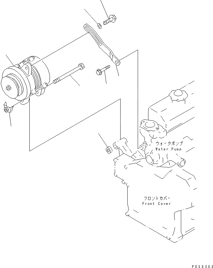 Схема запчастей Komatsu 4D95LE-1A - КРЕПЛЕНИЕ ГЕНЕРАТОРА (A) (С НЕ ЗАКАЛЕНН. ШКИВ) ДВИГАТЕЛЬ