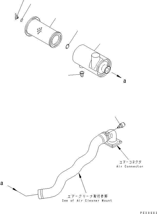 Схема запчастей Komatsu 4D95LE-1B-B - ВОЗДУХООЧИСТИТЕЛЬ (ОДИНОЧН. ЭЛЕМЕНТ ТИП) ДВИГАТЕЛЬ