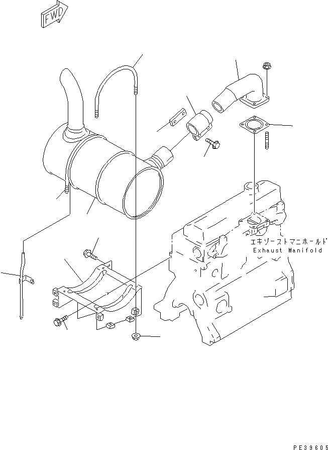 Схема запчастей Komatsu 4D95LE-1B-B - ГЛУШИТЕЛЬ ДВИГАТЕЛЬ