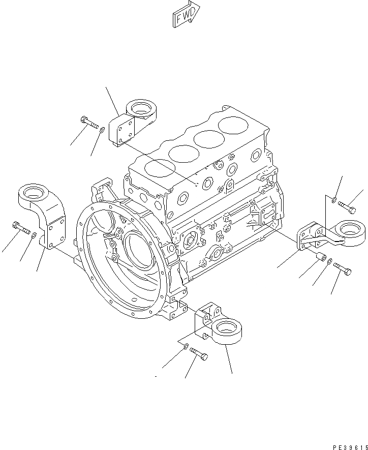 Схема запчастей Komatsu 4D95LE-1B-B - КРЕПЛЕНИЕ ДВИГАТЕЛЯ ДВИГАТЕЛЬ