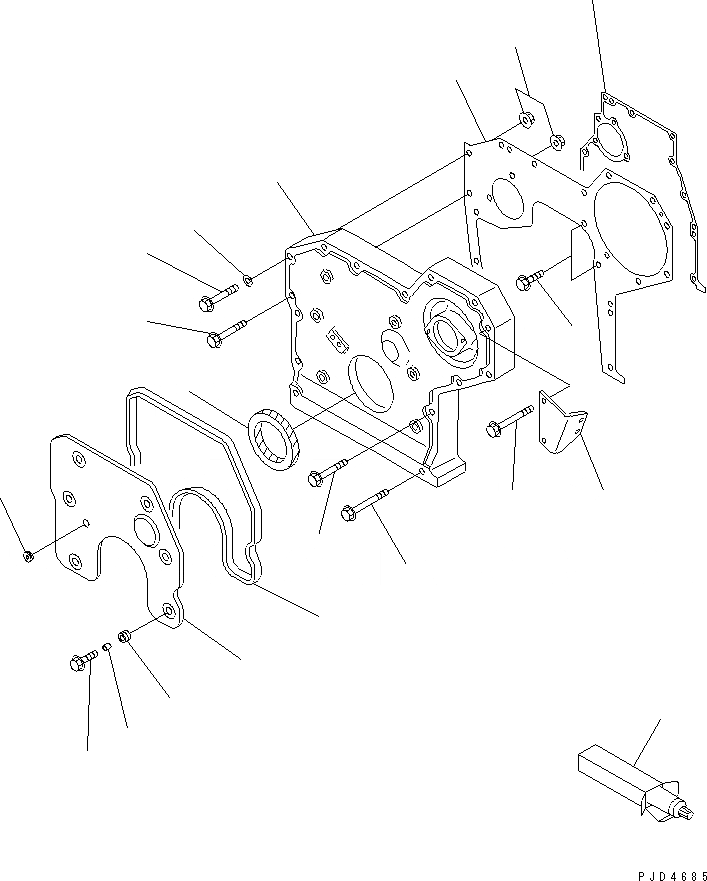 Схема запчастей Komatsu 4D95LE-2D - ПЕРЕДН. COVER ДВИГАТЕЛЬ