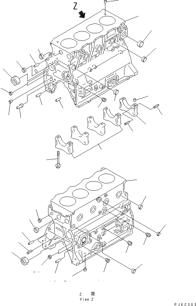 Схема запчастей Komatsu 4D95LE-2D - БЛОК ЦИЛИНДРОВ(№8-) ДВИГАТЕЛЬ