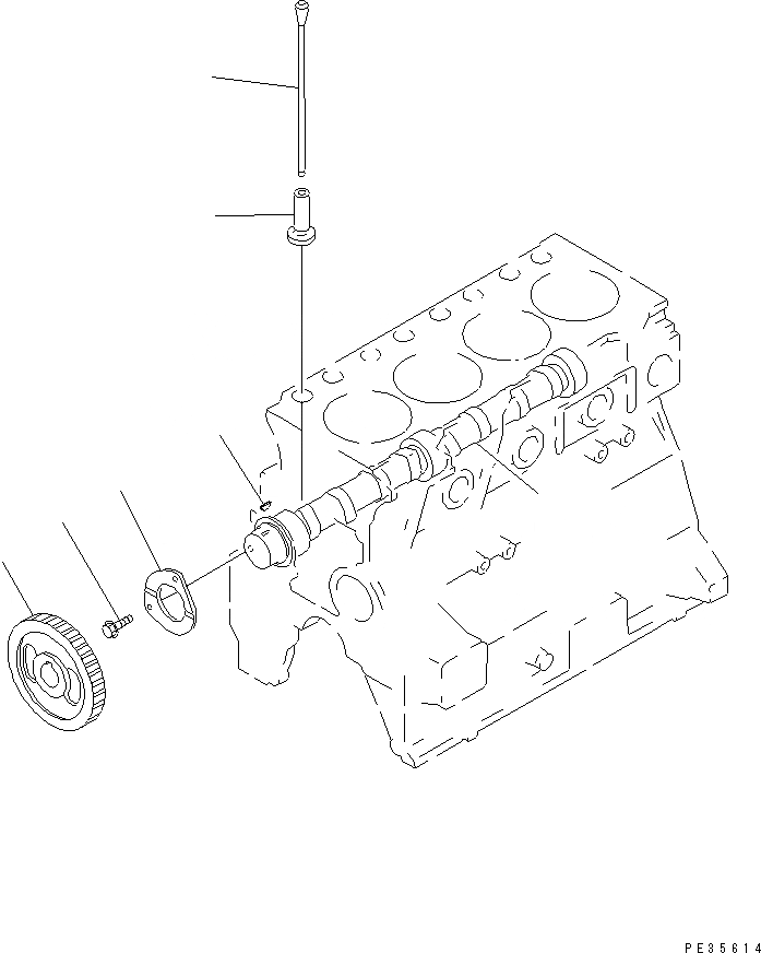 Схема запчастей Komatsu 4D95S-1D - РАСПРЕДВАЛ И ТОЛКАТЕЛЬ БЛОК ЦИЛИНДРОВ