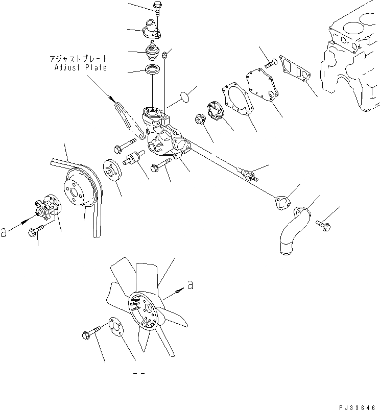 Схема запчастей Komatsu 4D95S-W-1F-S - ВОДЯНАЯ ПОМПА И ВЕНТИЛЯТОР ОХЛАЖДЕНИЯ СИСТЕМА ОХЛАЖДЕНИЯ