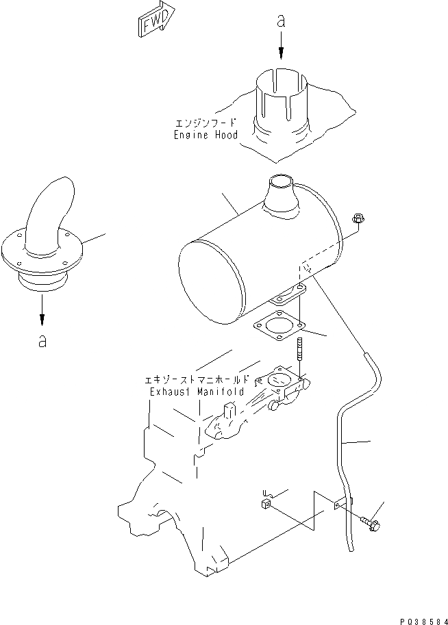 Схема запчастей Komatsu 4D95S-1J-T - ГЛУШИТЕЛЬ(№99-) ДВИГАТЕЛЬ