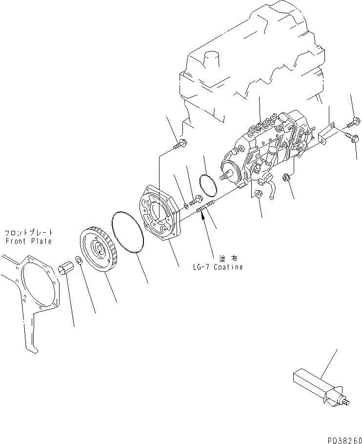 Схема запчастей Komatsu 4D95S-1J - КРЕПЛЕНИЕ ТОПЛ. НАСОСА (ДЛЯ ЯПОН.) (ШУМОПОДАВЛ. СПЕЦ-Я ДЛЯ СТРАН ЕС) ДВИГАТЕЛЬ