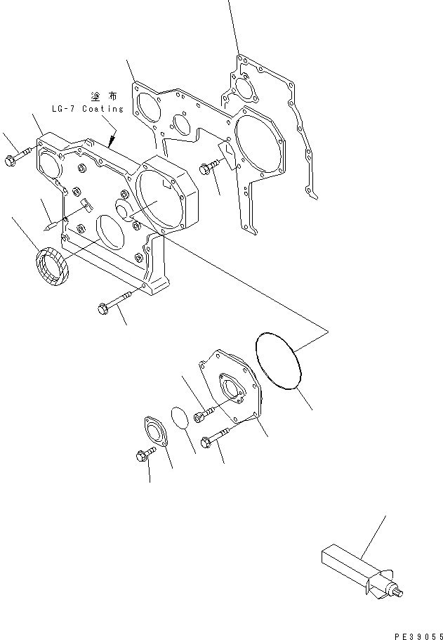 Схема запчастей Komatsu 4D95S-1J - ПЕРЕДН. КРЫШКА(БЕЗ COVER) ДВИГАТЕЛЬ