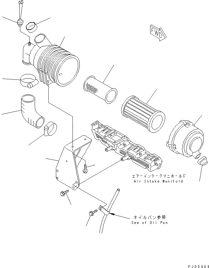Схема запчастей Komatsu 4D98E-1A-TR - ВОЗДУХООЧИСТИТЕЛЬ (ДЛЯ TОБОД КОЛЕСАMING DOZER)(№8-) ДВИГАТЕЛЬ