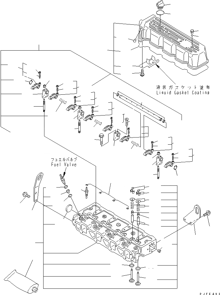 Схема запчастей Komatsu 4D98E-1GD-F - ГОЛОВКА ЦИЛИНДРОВ И КРЫШКА ДВИГАТЕЛЬ