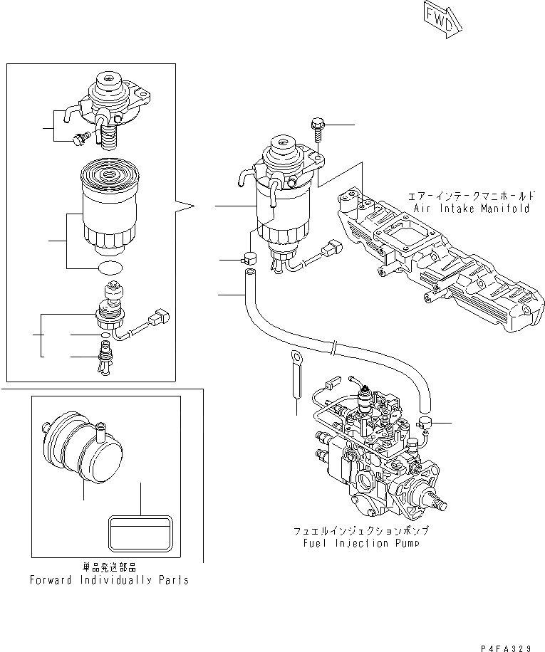 Схема запчастей Komatsu 4D98E-1B41-C - ТОПЛИВН. ФИЛЬТР. ДВИГАТЕЛЬ