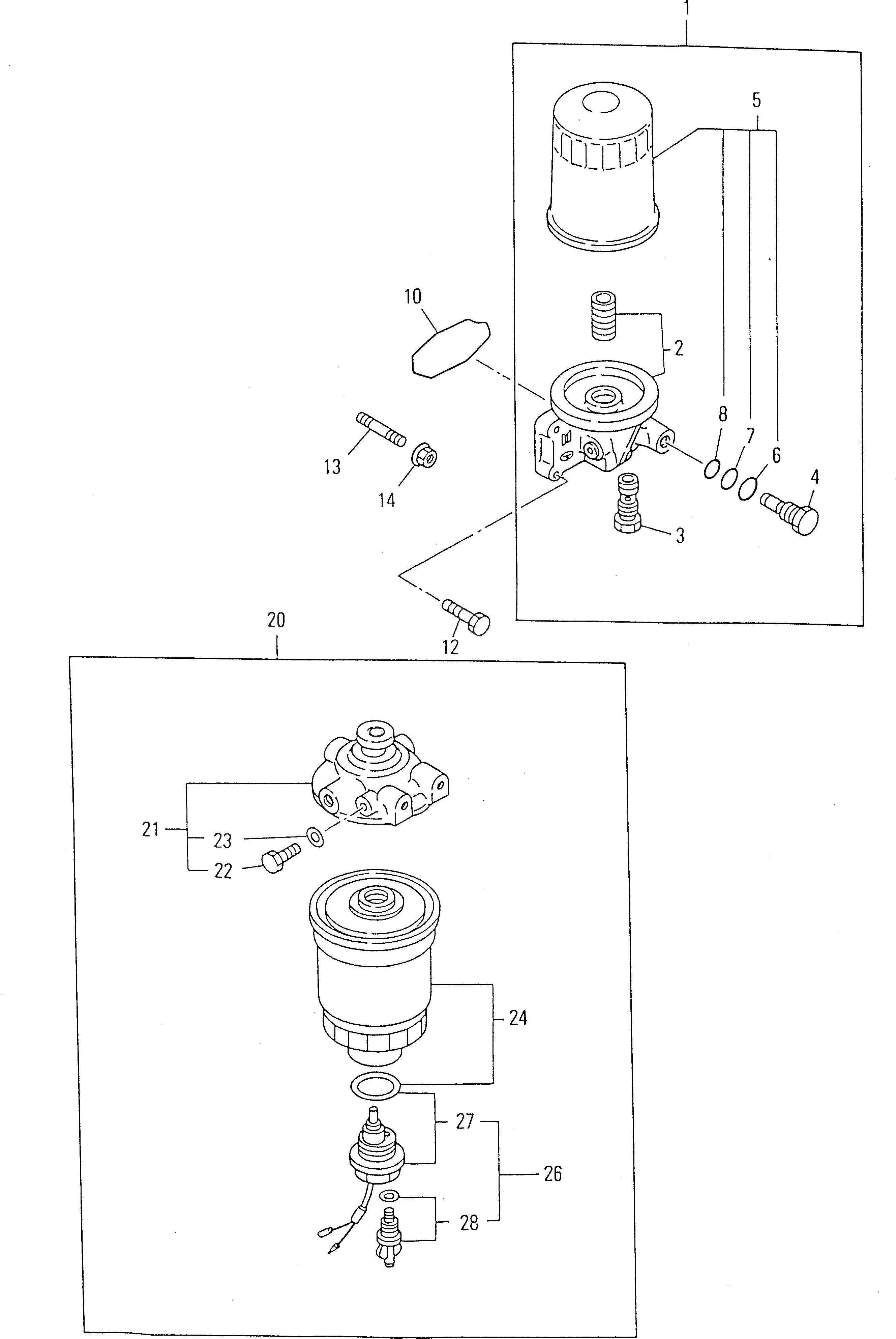 Схема запчастей Komatsu 4JG2-1-F - МАСЛ. ФИЛЬТР И ТОПЛИВН. ФИЛЬТР. ДВИГАТЕЛЬ