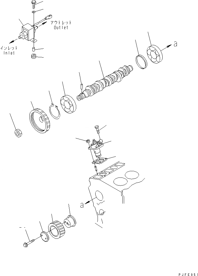 Схема запчастей Komatsu 4LB1-1-F - ТОПЛ. НАСОС И CAM ВАЛ (НАСОС И КЛАПАН)¤ IDLE ПРИВОД ДВИГАТЕЛЬ