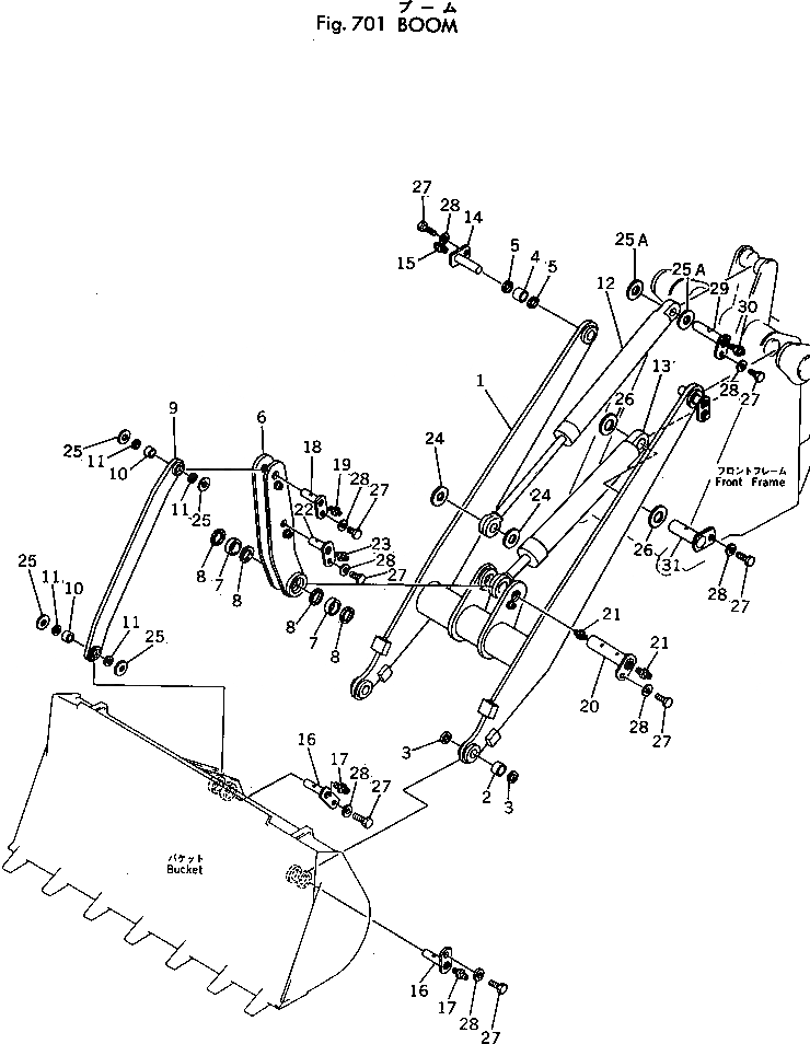 Схема запчастей Komatsu 505-1 - СТРЕЛА РАБОЧЕЕ ОБОРУДОВАНИЕ