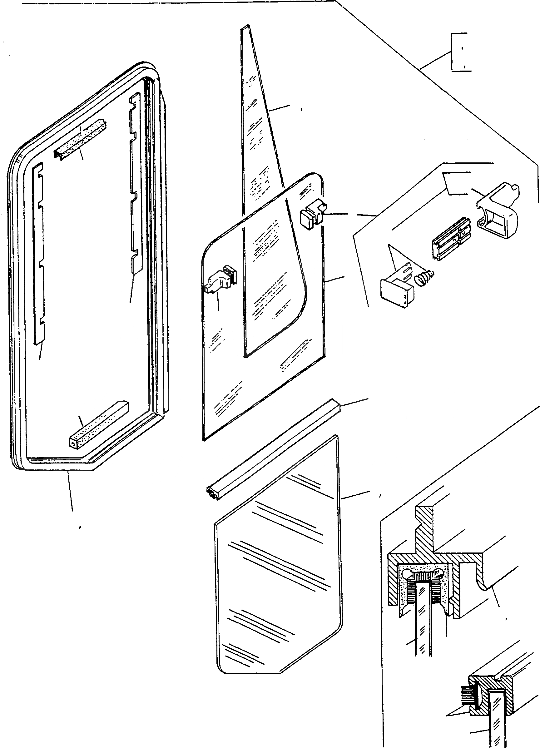 Схема запчастей Komatsu 50E - SLIDING ОКНА, EXECUTION I ШАССИ И SUPERSTRUCTURE