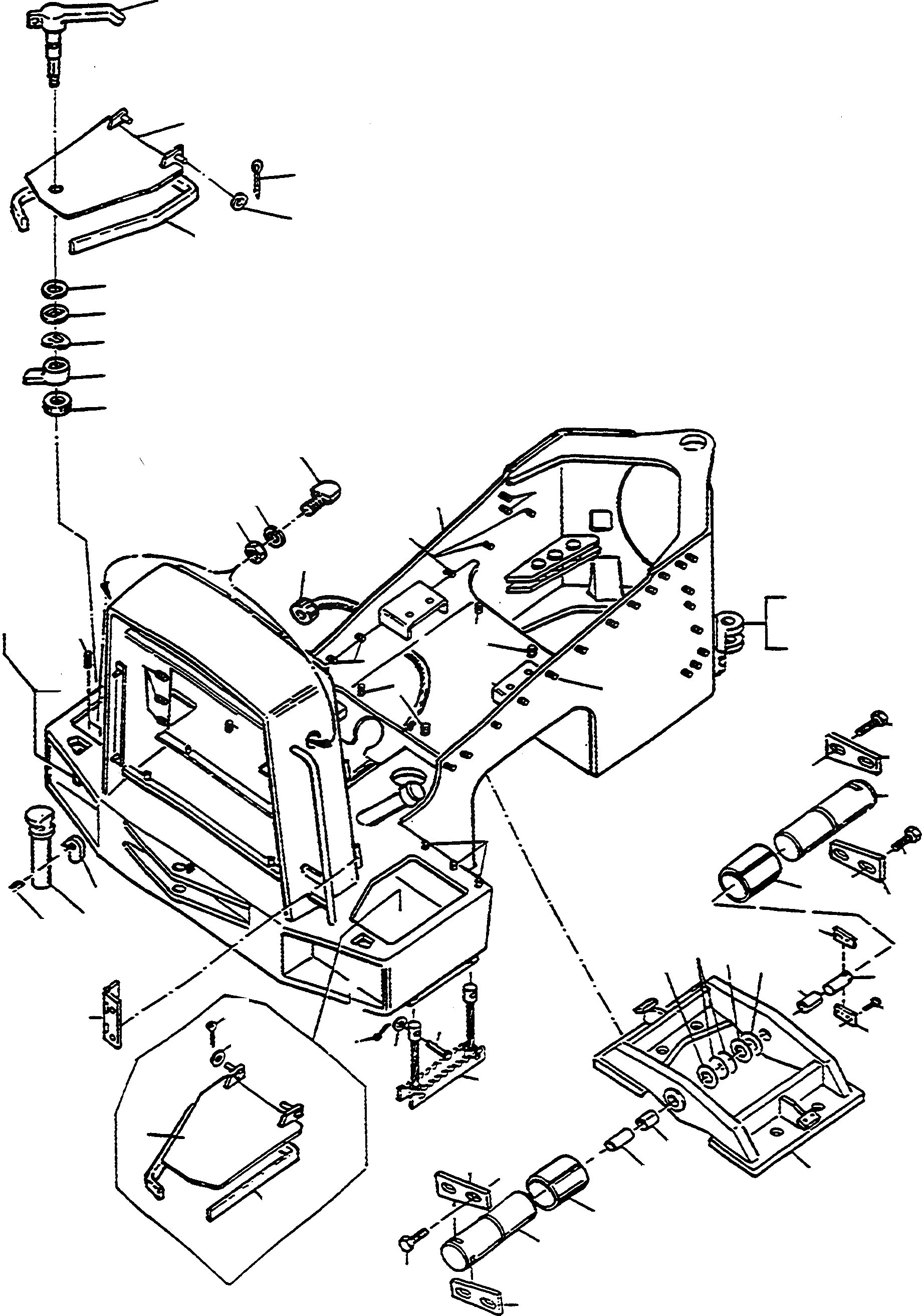 Схема запчастей Komatsu 50E - ЗАДН. РАМА ШАССИ И SUPERSTRUCTURE