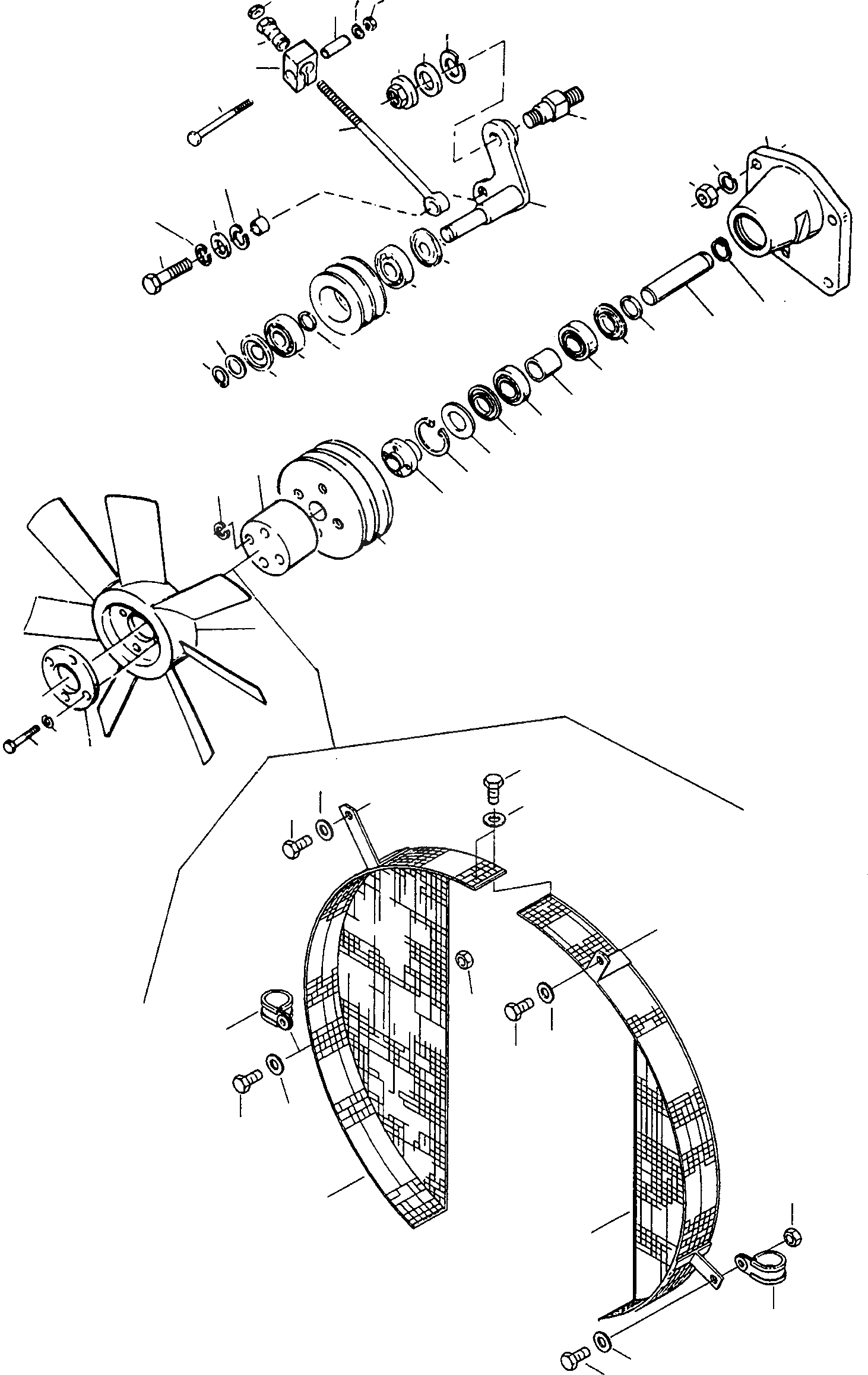 Схема запчастей Komatsu 50E - ВЕНТИЛЯТОР, НАТЯЖИТЕЛЬ РЕМНЯ ДВИГАТЕЛЬ, АКСЕССУАРЫ И ЭЛЕКТРИЧ. СИСТЕМА