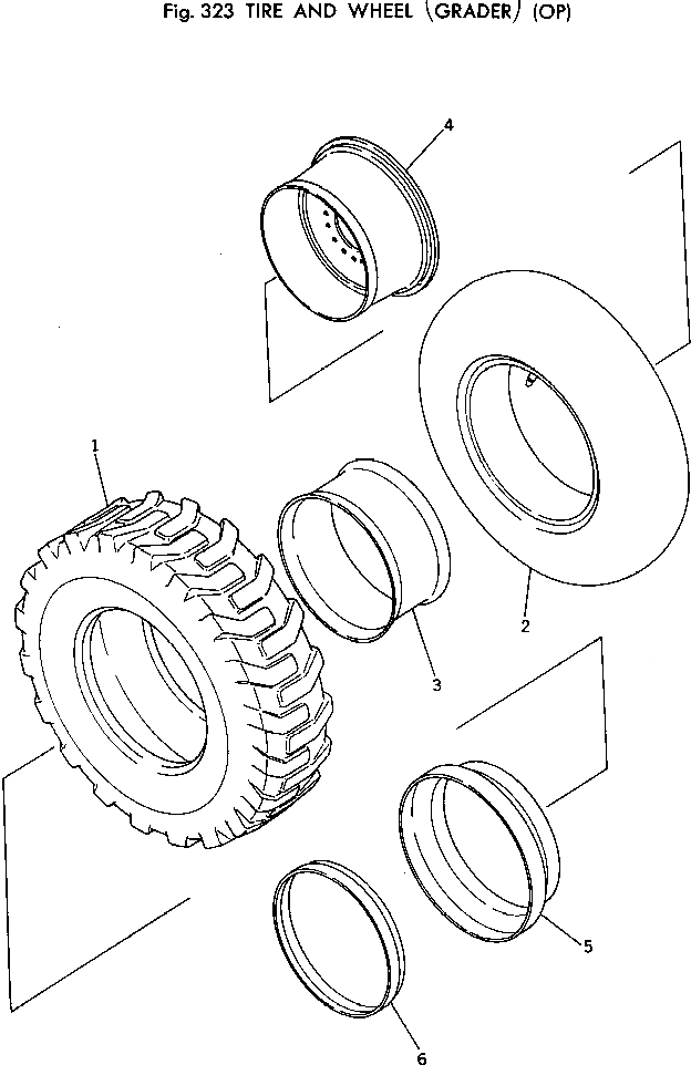 Схема запчастей Komatsu 510-1 - ШИНЫ И КОЛЕСА (GRADER) ПРИВОДВАЛ¤ ДИФФЕРЕНЦ. И КОЛЕСА