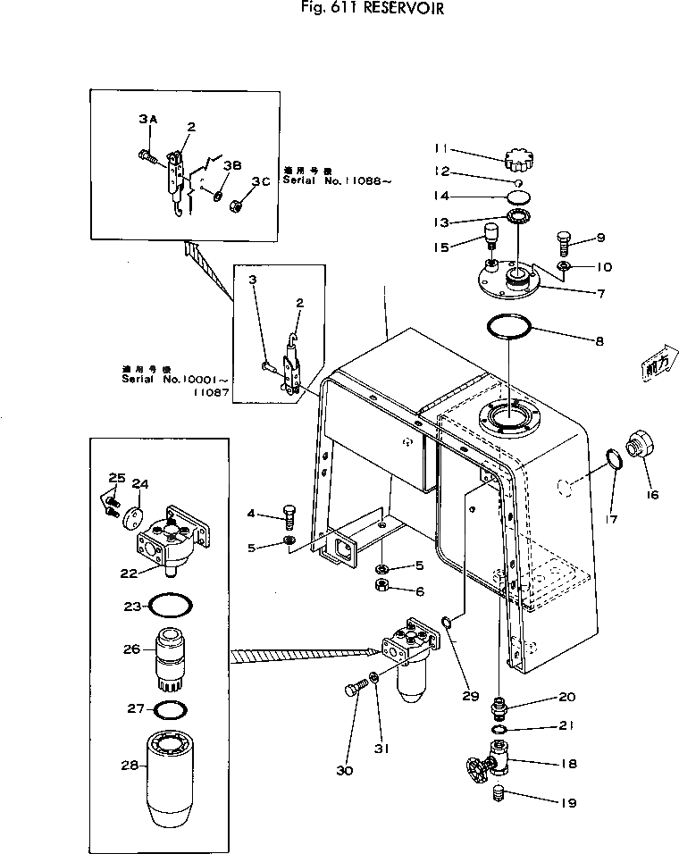 Схема запчастей Komatsu 510-1 - РЕЗЕРВУАР(№-) УПРАВЛ-Е РАБОЧИМ ОБОРУДОВАНИЕМ