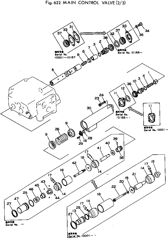 Схема запчастей Komatsu 510-1 - ОСНОВН. УПРАВЛЯЮЩ. КЛАПАН (/) УПРАВЛ-Е РАБОЧИМ ОБОРУДОВАНИЕМ