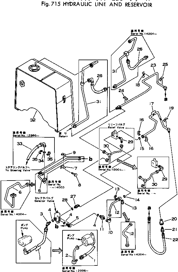 Схема запчастей Komatsu 510-1 - ГИДРАВЛ ЛИНИЯ И РЕЗЕРВУАР РАБОЧЕЕ ОБОРУДОВАНИЕ