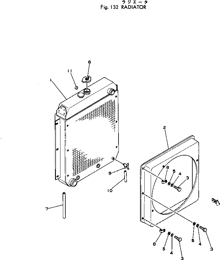 Схема запчастей Komatsu 515-1 - РАДИАТОР КОМПОНЕНТЫ ДВИГАТЕЛЯ И ЭЛЕКТРИКА