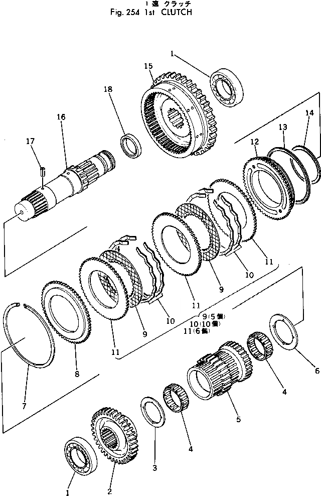 Схема запчастей Komatsu 515-1 - 1 МУФТА ТРАНСМИССИЯ