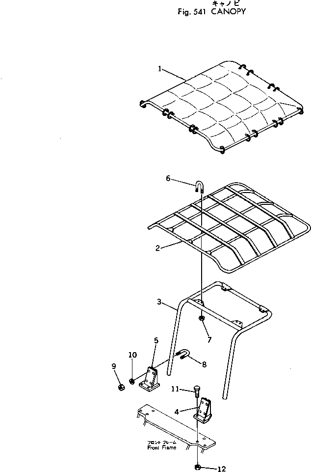 Схема запчастей Komatsu 515-1 - НАВЕС РАМА И ЧАСТИ КОРПУСА