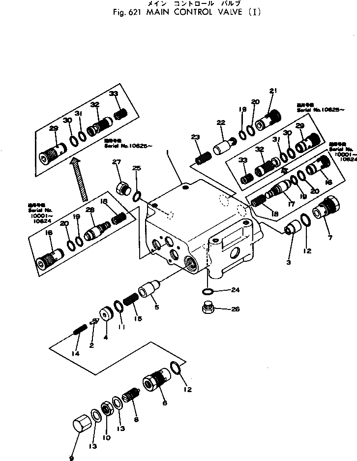 Схема запчастей Komatsu 515-1 - ОСНОВН. УПРАВЛЯЮЩ. КЛАПАН (/) УПРАВЛ-Е РАБОЧИМ ОБОРУДОВАНИЕМ