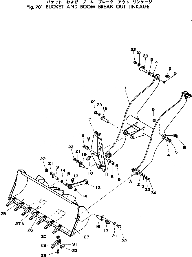 Схема запчастей Komatsu 515-1 - КОВШ И СТРЕЛА BREAK OUT МЕХАНИЗМ РАБОЧЕЕ ОБОРУДОВАНИЕ