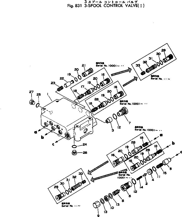 Схема запчастей Komatsu 515-1 - 3-Х СЕКЦИОНН. КОНТРОЛЬН. КЛАПАН (/) ОПЦИОННЫЕ КОМПОНЕНТЫ