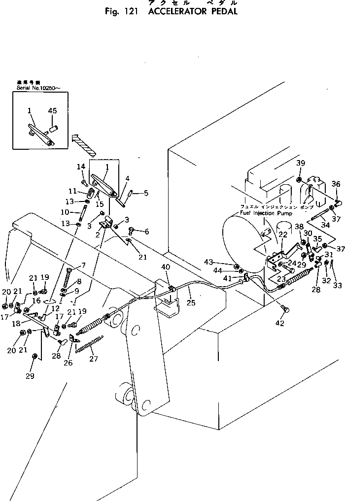 Схема запчастей Komatsu 520B-1 - АКСЕЛЕРАТОР ПЕДАЛЬ КОМПОНЕНТЫ ДВИГАТЕЛЯ И ЭЛЕКТРИКА