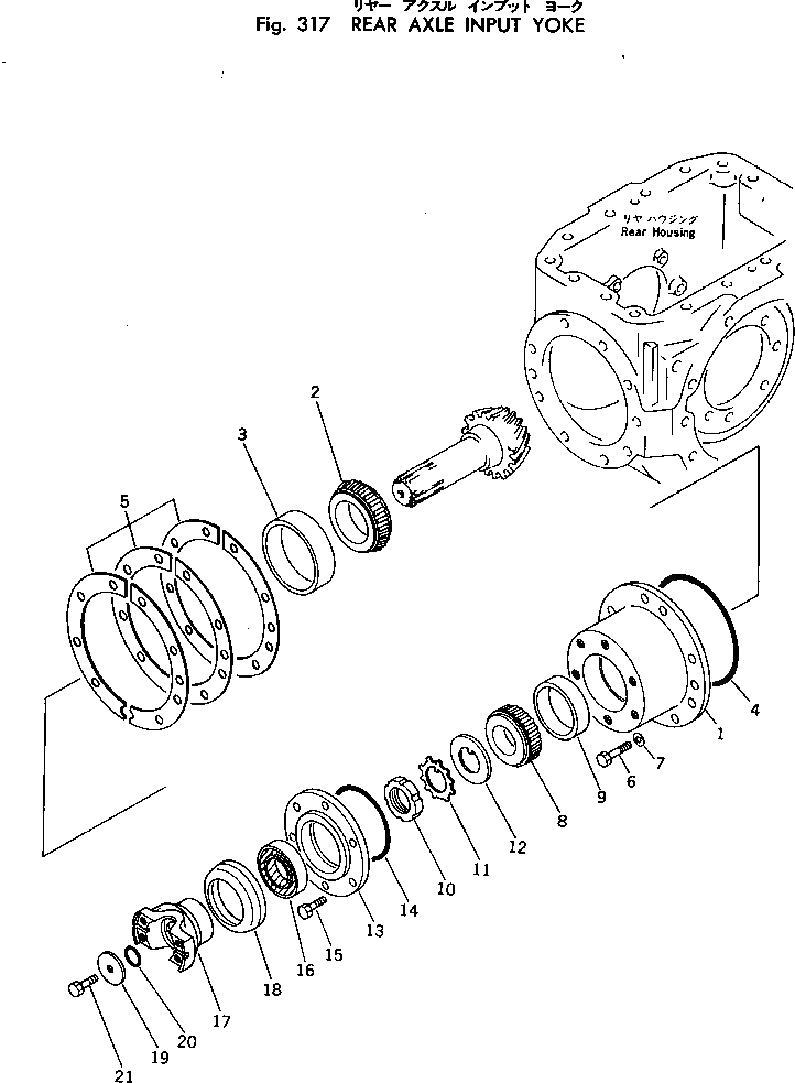 Схема запчастей Komatsu 520B-1 - ЗАДН. МОСТ ВХОД ВИЛКА ПРИВОДВАЛ¤ ДИФФЕРЕНЦ. И КОЛЕСА