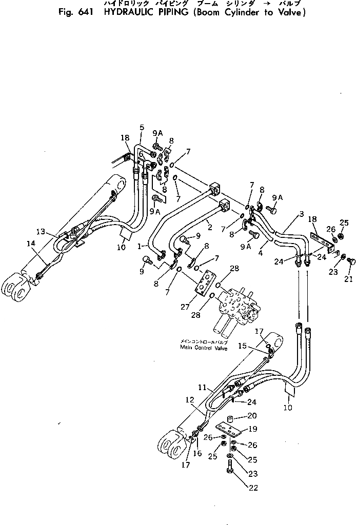 Схема запчастей Komatsu 520B-1 - ГИДРОЛИНИЯ (ЦИЛИНДР СТРЕЛЫTO КЛАПАН) УПРАВЛ-Е РАБОЧИМ ОБОРУДОВАНИЕМ