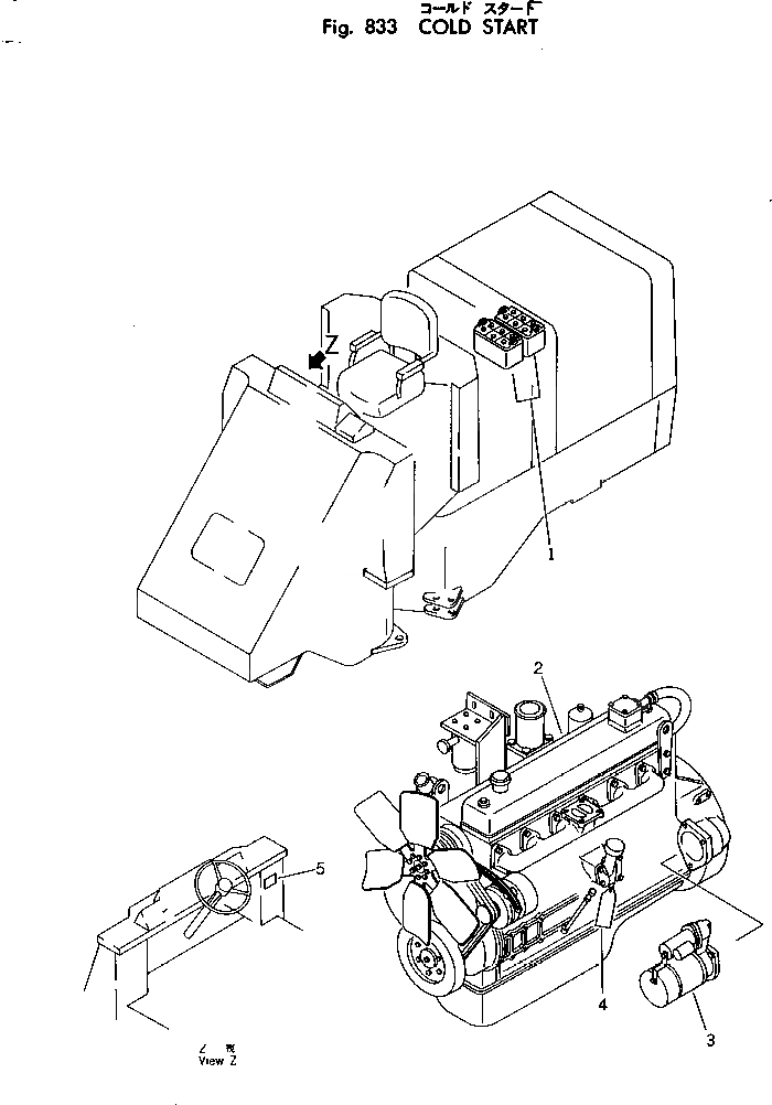 Схема запчастей Komatsu 520B-1 - ХОЛОДН. ЗАПУСК ОПЦИОННЫЕ КОМПОНЕНТЫ