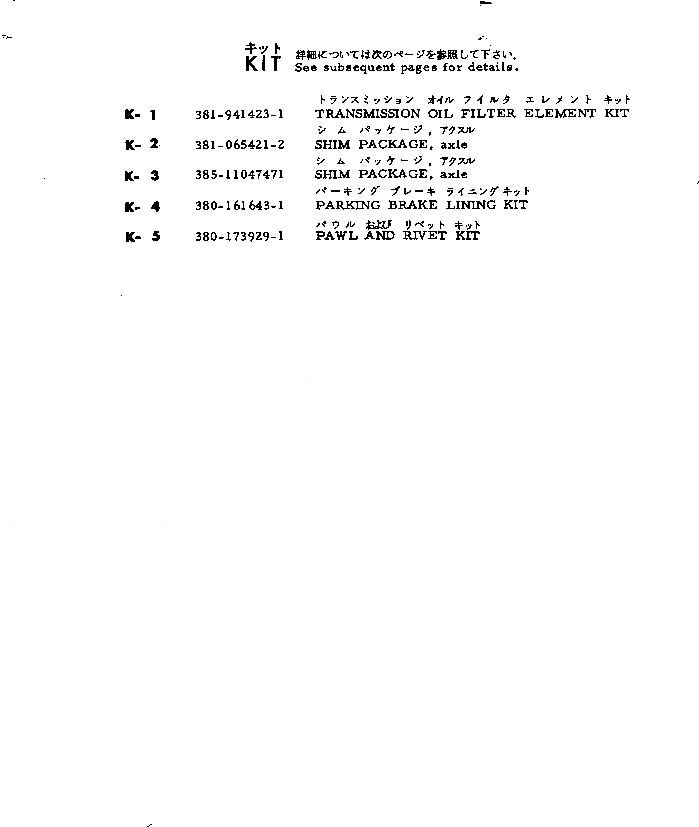 Схема запчастей Komatsu 520B-1 - КОМПЛЕКТ ИНСТРУМЕНТ И РЕМКОМПЛЕКТЫ