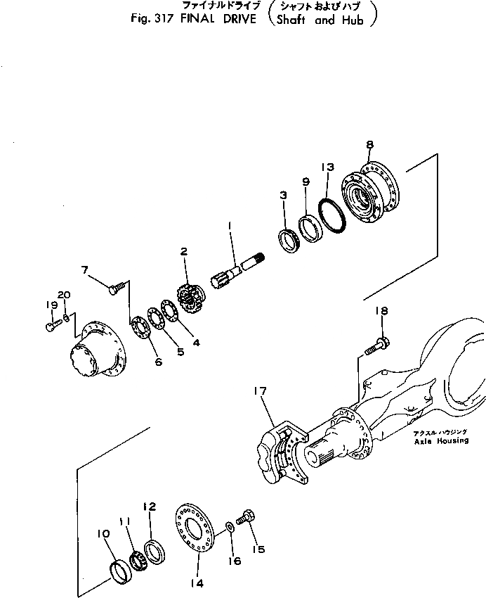 Схема запчастей Komatsu 530B-1 - КОНЕЧНАЯ ПЕРЕДАЧА (ВАЛ И ВТУЛКА)(№-) ПРИВОДВАЛ¤ ДИФФЕРЕНЦ. И КОЛЕСА